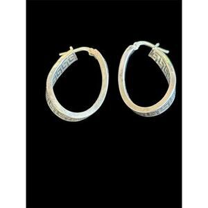 Sterling Silver Dyadema Italian Infinity Hoop Earrings Greek Key Design 925